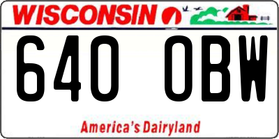 WI license plate 640OBW