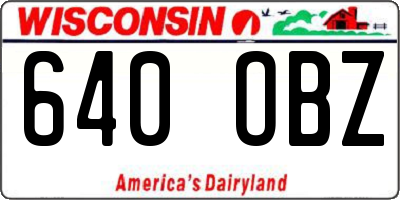 WI license plate 640OBZ