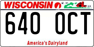 WI license plate 640OCT