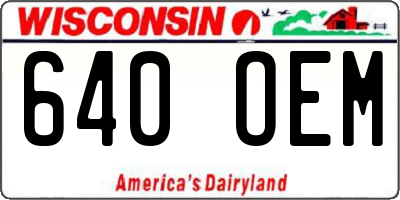 WI license plate 640OEM