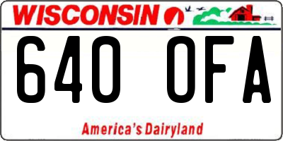 WI license plate 640OFA