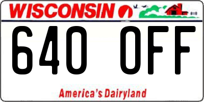 WI license plate 640OFF