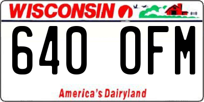 WI license plate 640OFM