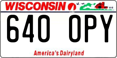 WI license plate 640OPY