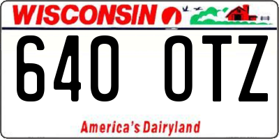 WI license plate 640OTZ