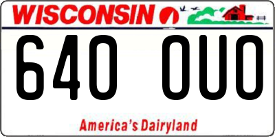 WI license plate 640OUO