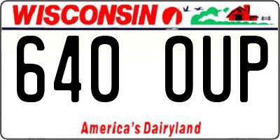 WI license plate 640OUP