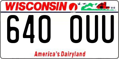 WI license plate 640OUU