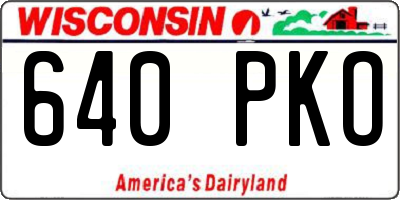 WI license plate 640PKO
