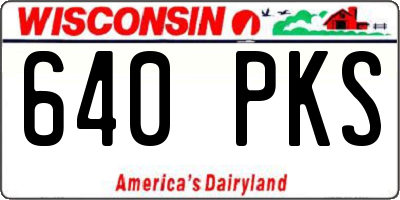 WI license plate 640PKS