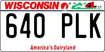 WI license plate 640PLK