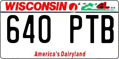 WI license plate 640PTB