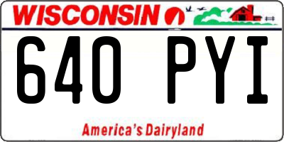 WI license plate 640PYI
