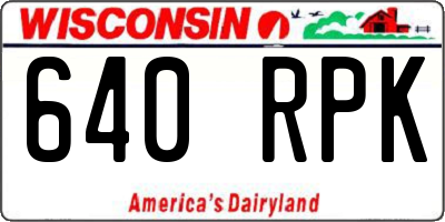 WI license plate 640RPK