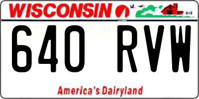 WI license plate 640RVW