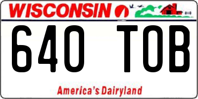 WI license plate 640TOB
