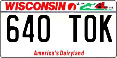WI license plate 640TOK