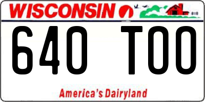 WI license plate 640TOO