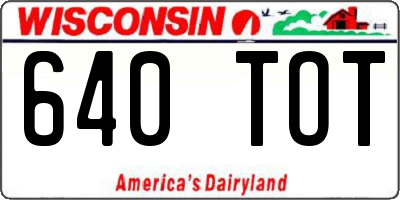 WI license plate 640TOT