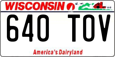 WI license plate 640TOV