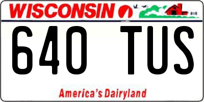 WI license plate 640TUS