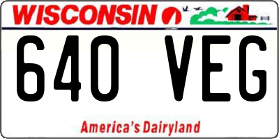 WI license plate 640VEG