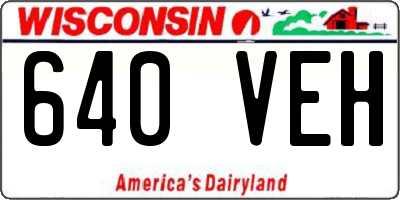 WI license plate 640VEH