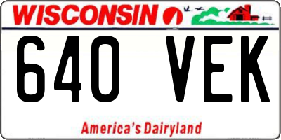 WI license plate 640VEK