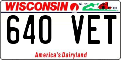 WI license plate 640VET