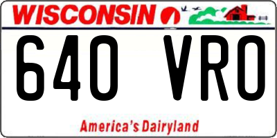 WI license plate 640VRO