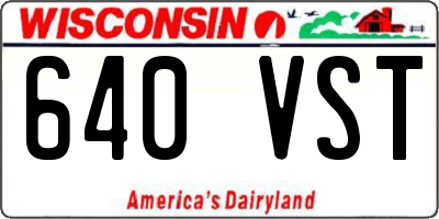 WI license plate 640VST