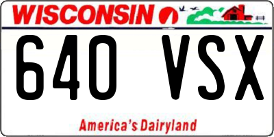 WI license plate 640VSX