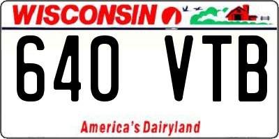 WI license plate 640VTB