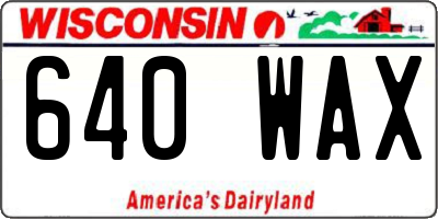 WI license plate 640WAX
