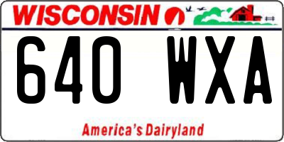 WI license plate 640WXA