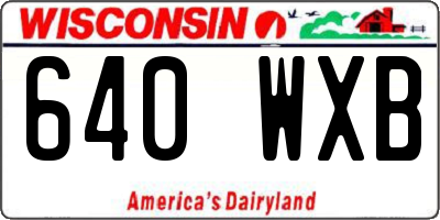 WI license plate 640WXB