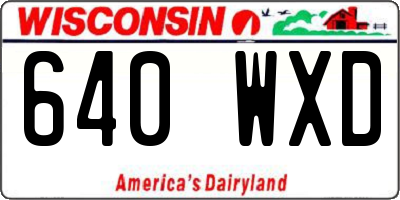 WI license plate 640WXD