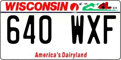 WI license plate 640WXF