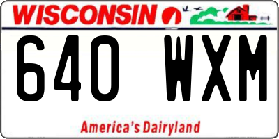 WI license plate 640WXM