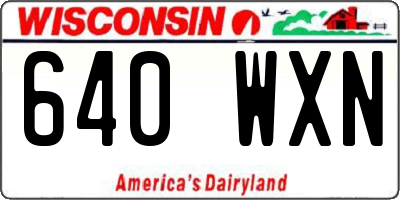 WI license plate 640WXN