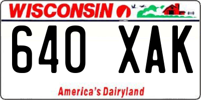 WI license plate 640XAK