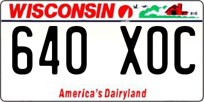 WI license plate 640XOC