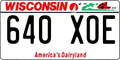WI license plate 640XOE