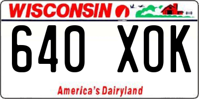 WI license plate 640XOK