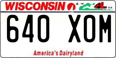 WI license plate 640XOM