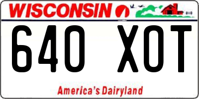 WI license plate 640XOT