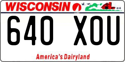 WI license plate 640XOU