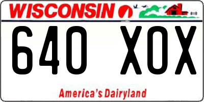 WI license plate 640XOX