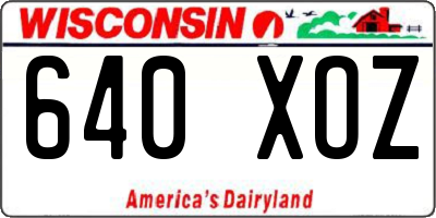 WI license plate 640XOZ
