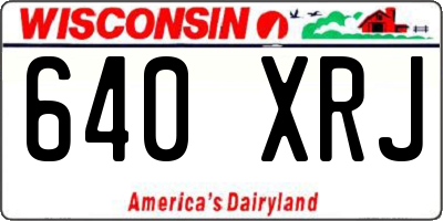 WI license plate 640XRJ